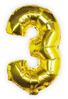 Vorschau: Goldener Zahl 3 Folienballon 40cm