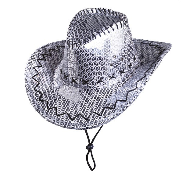 Cappello Western Cowboy Western con paillettes argento