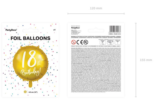 Glossy 18th Birthday Folienballon 45cm 2