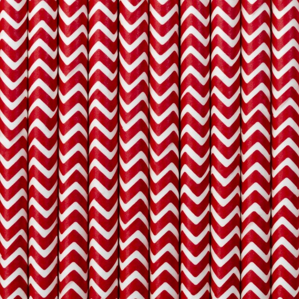 10 pailles en papier zigzag rouge 2