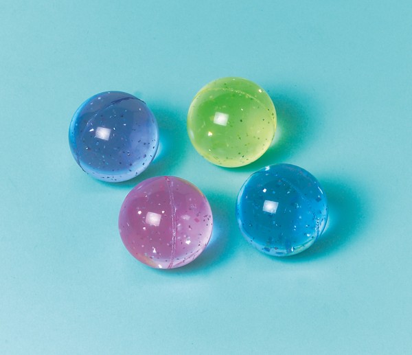 Balles rebondissantes à paillettes colorées amusantes 12 pièces