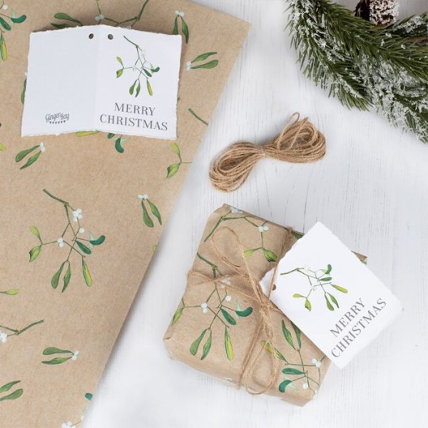 Winter village mistletoe wrapping paper set