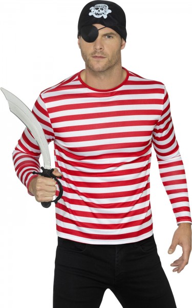Striped shirt long sleeve unisex red white 4