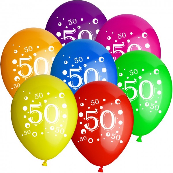 10 Farbenspiel-Ballons 50. Geburtstag
