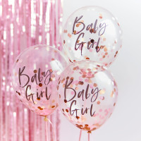 5 globos de confeti para niña recién nacida 30cm