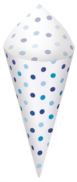 Piccola borsa cono snack bianco con puntini blu 17,7 cm Include supporto