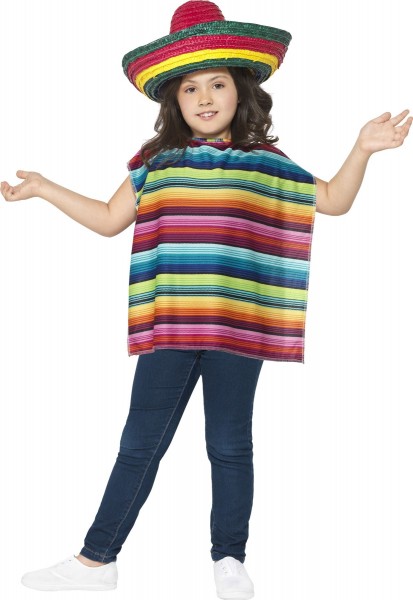 Mexican poncho and sombrero for children