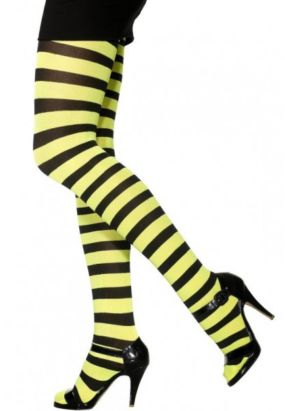 Tights striped poison green black