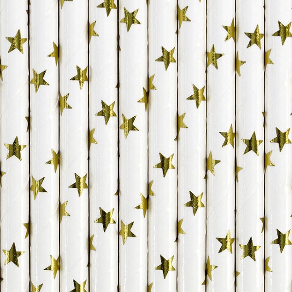 10 paper straws Golden Stars 19.5cm 2