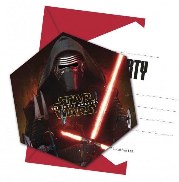 6 Star Wars The Force Einladungskarten