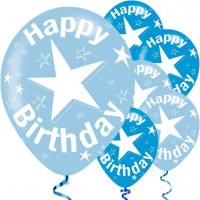 6 Birthday Star latex balloner 28cm
