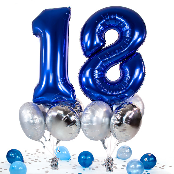 10 Heliumballons in der Box Blau 18