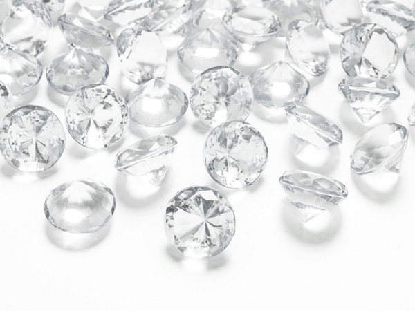 10 st spridda diamanter genomskinliga 2cm