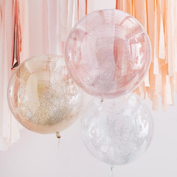 3 glitter konfetti balloner fest mix 55cm