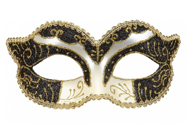 Máscara veneciana con decoración dorada