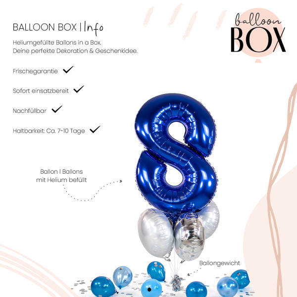 Ballongruß in der Box 5er Set Blau 8 3