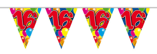 Wimpelkette Balloon Birthday Zahl 16