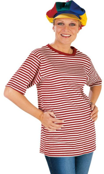 Striped shirt with short sleeves in red