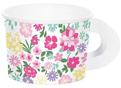 8 filiżanek do herbaty w kwiaty 6,4 x 8,8 cm