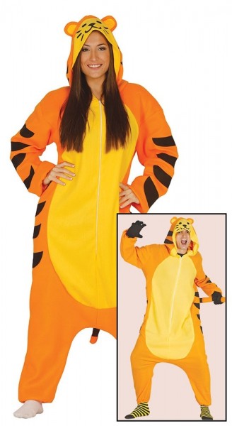 Fluffy tiger overall for adults