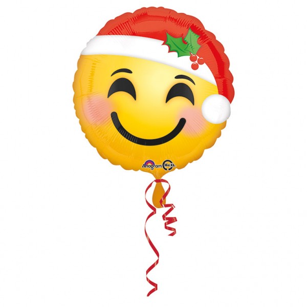 Smiley mit Weihnachtsmütze Ballon 43cm