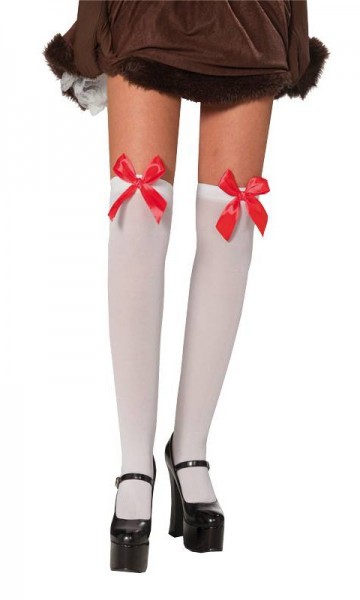 Cute overknee stockings with bow white-red