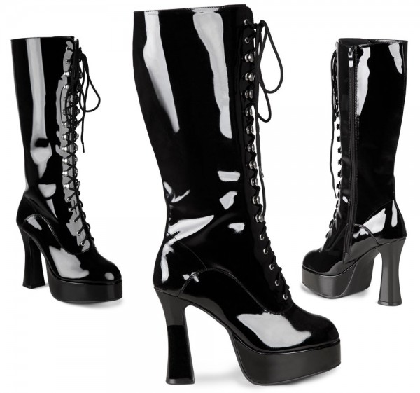 Patent look kvinders støvler Gothic