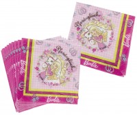 Aperçu: 20 serviettes de table Barbie fête d'anniversaire pour enfants 33x33cm
