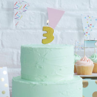 Golden Mix & Match number 3 cake candle 6cm