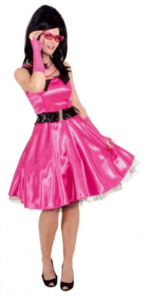 Sixties satin dress with petticoat pink