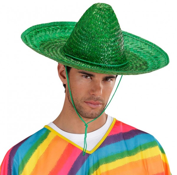 Chapeau de paille sombrero vert 48cm 3