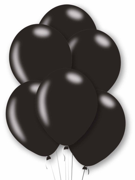 10 svarta pärlemorfärgade latexballonger 27,5 cm