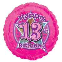 Pinker 13th Birthday Boom Folienballon 43cm