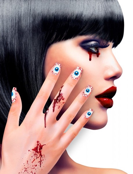 Halloween fingernails with eyes