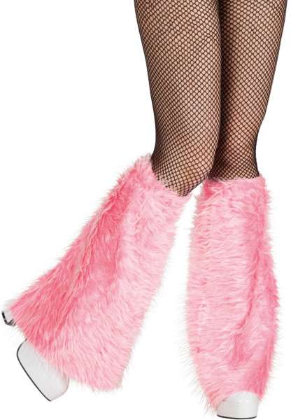 Calentadores de piernas de felpa rosa fiesta