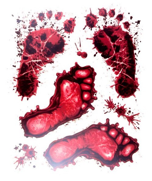 Blutige Fußabdruck Fensterdeko Sticker