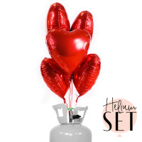Vorschau: Glossy - Hot Love - Herz Ballonbouquet-Set mit Heliumbehälter