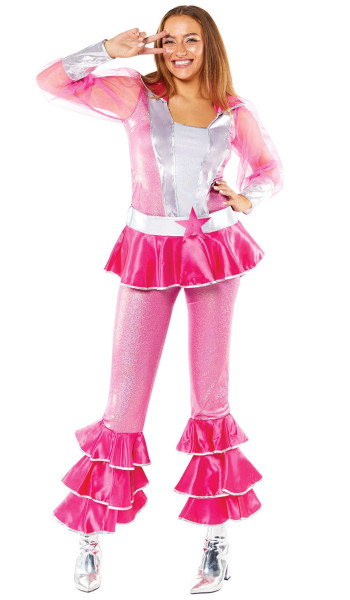 70er Jahre Disco Queen Kostüm pink 3