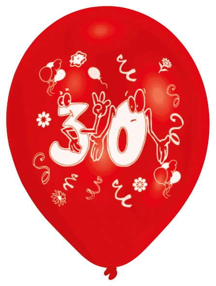 Set of 10 colorful number 30 balloons 6