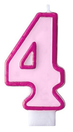 Vela número 4 en rosa