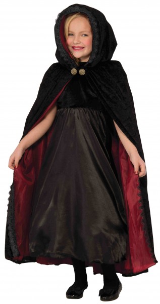Velvety vampire girl cape with hood