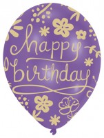 Vorschau: 6er Mix Florale Happy Birthday Luftballons