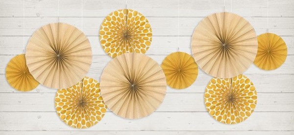3 patroonmix papieren rozetten honing geel 3