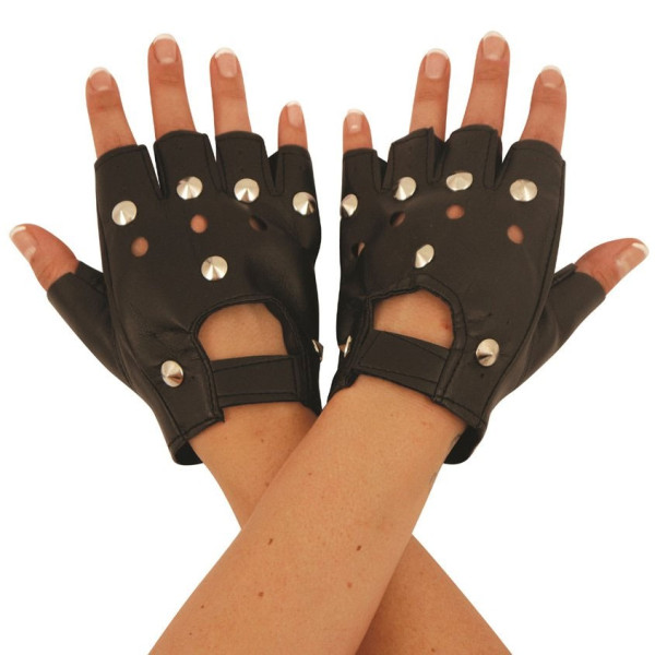 Black studded rocker gloves