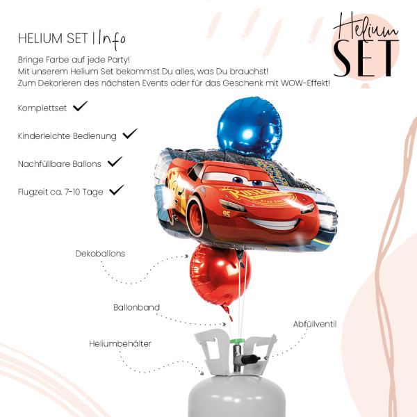 Lightning McQueen Ballonbouquet-Set mit Heliumbehälter 3