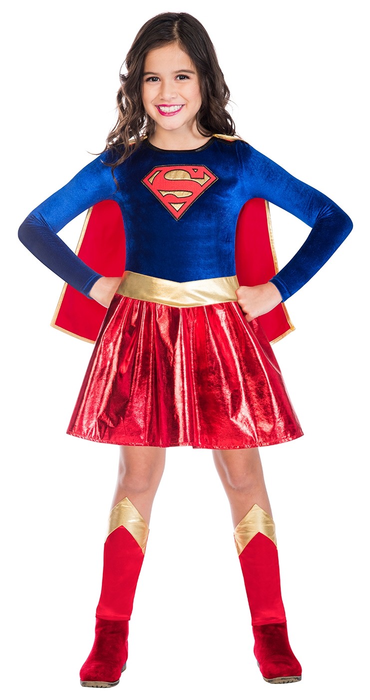 Super Woman Mädchenkostüm 142-148cm Superhero Heldin Supergirl Kostüm für Kinder 