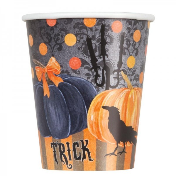 8 Bicchiere di carta magica per Halloween Pumpkin 266ml