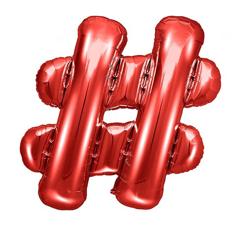 Röd # bokstavsballong 35cm