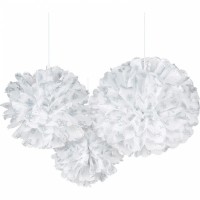 3 fluffy snowflake pompoms