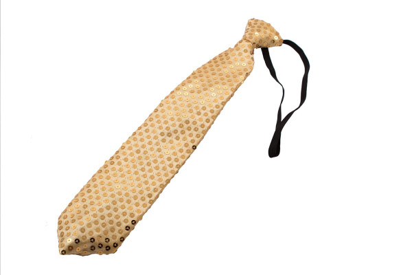 Cravate dorée à paillettes LED